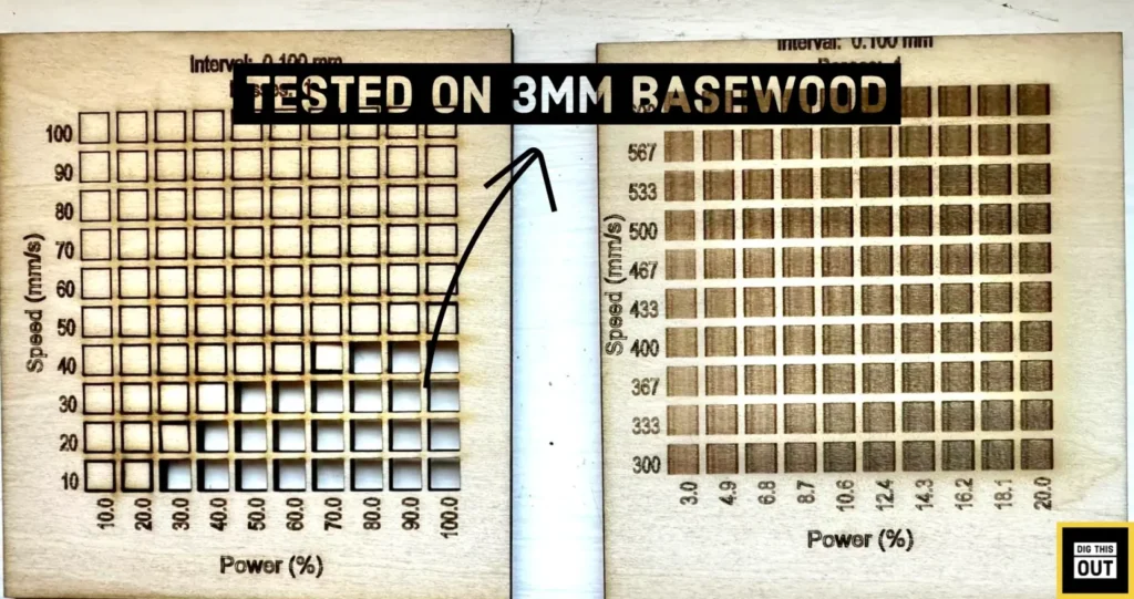xTool P2 Review, tests & Compared to Glowforge 14 xTool-P2-grid-test-engraving-1536x812
